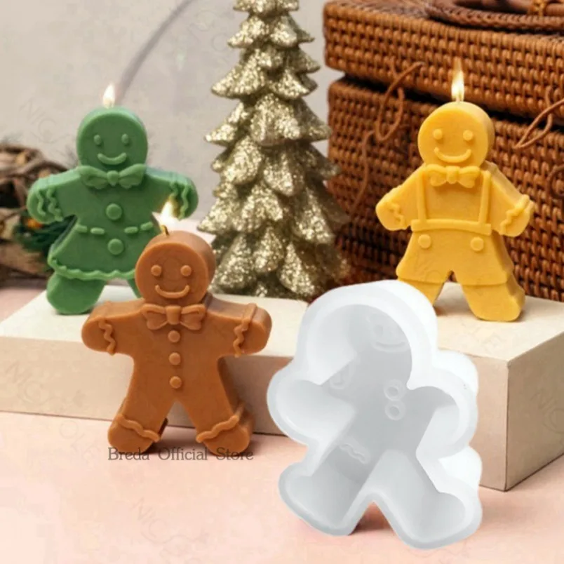 Soap Making Gifts - 3D Smile Gingerbread Man Silicone Candle
