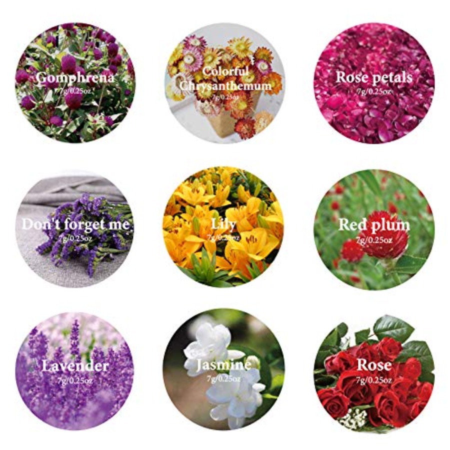 9 Bags Dried Flowers, 100% Nat - Soap Making Diy Kit ulasan dan harga